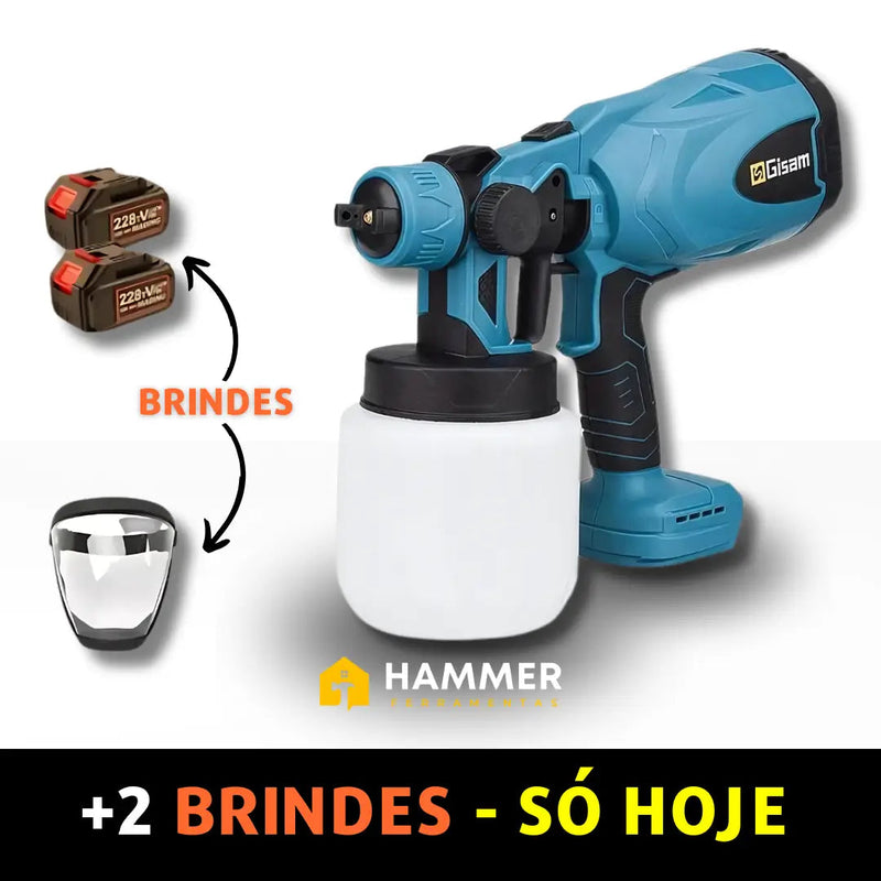 [ GANHE 2 BATERIAS DE BRINDE ] Pistola de Pintura Pulverização HVLP à Bateria 20V 1200ml com Carregador Bivolt - DKG21K3Y-S1