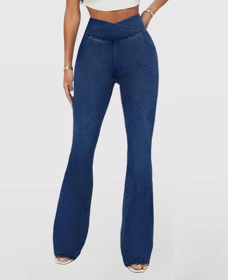 Calça Jeans Cintura Alta Cruzada [CALÇA EFEITO BARRIGA CHAPADA - COMPRE 1 E LEVE 3]