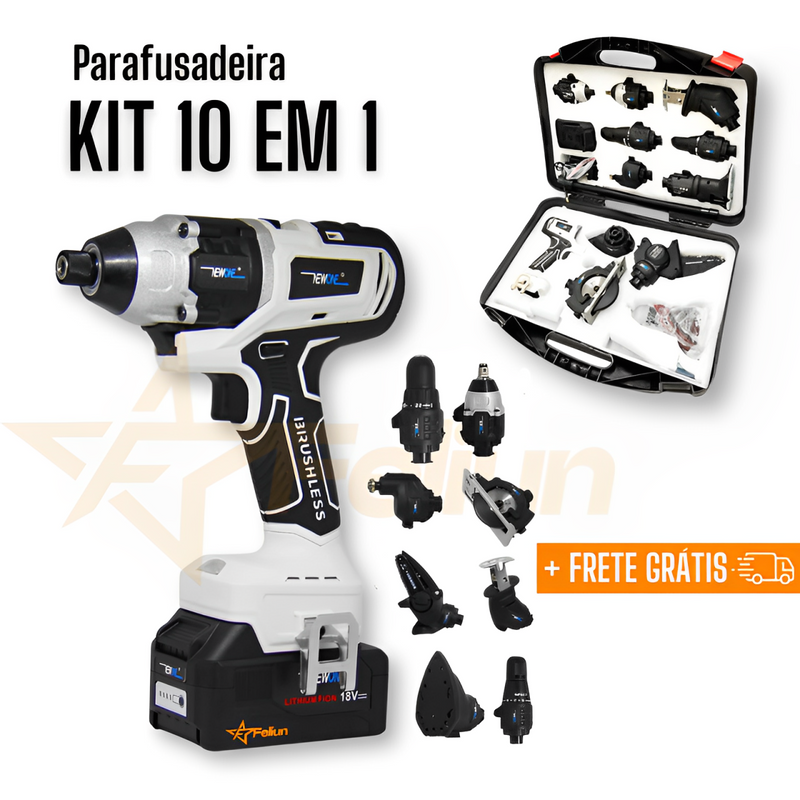 (ÚLTIMAS UNIDADES) Kit 10 em 1 Parafusadeira - Furadeira - Lixadeira - Serra - Martelete Elétrico - Espatulas - PROMOÇÃO BLACK FRIDAY