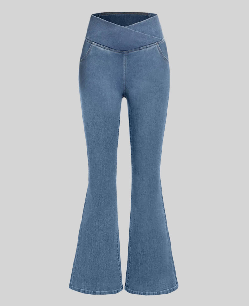 Calça Jeans Cintura Alta Cruzada [CALÇA EFEITO BARRIGA CHAPADA - COMPRE 1 E LEVE 3]