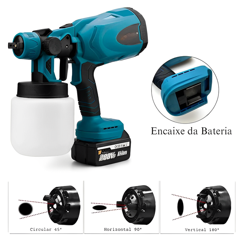 [ GANHE 2 BATERIAS DE BRINDE ] Pistola de Pintura Pulverização HVLP à Bateria 20V 1200ml com Carregador Bivolt - DKG21K3Y-S1