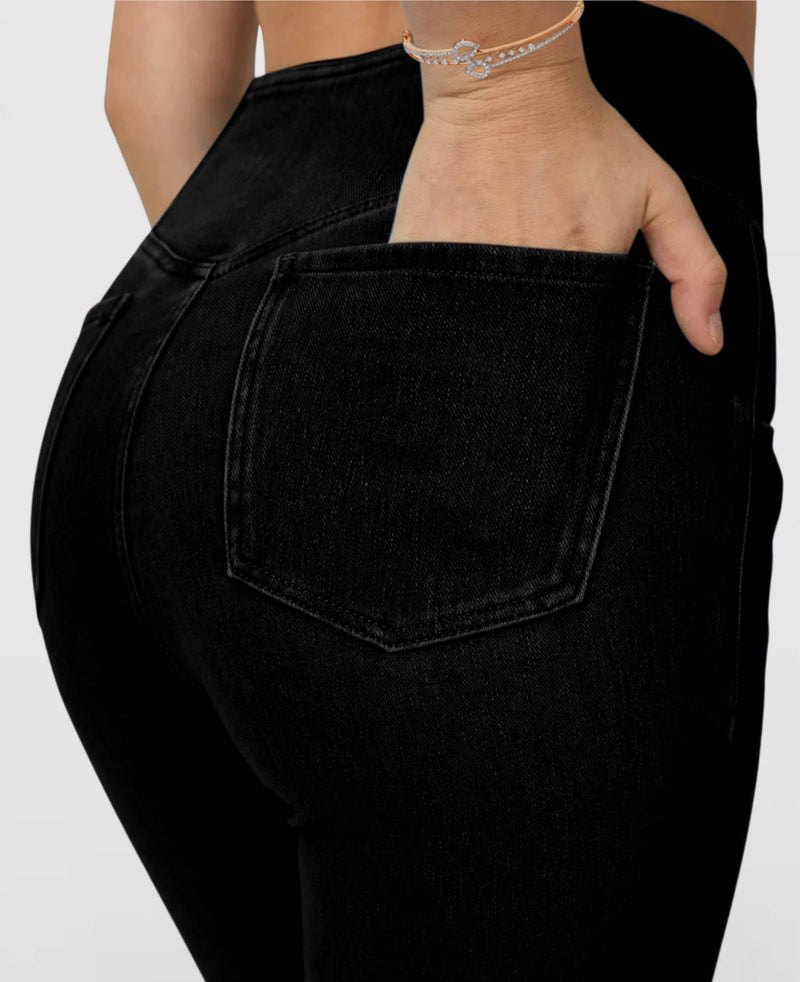 Calça Jeans Cintura Alta Cruzada [CALÇA EFEITO BARRIGA CHAPADA - COMPRE 1 E LEVE 3]