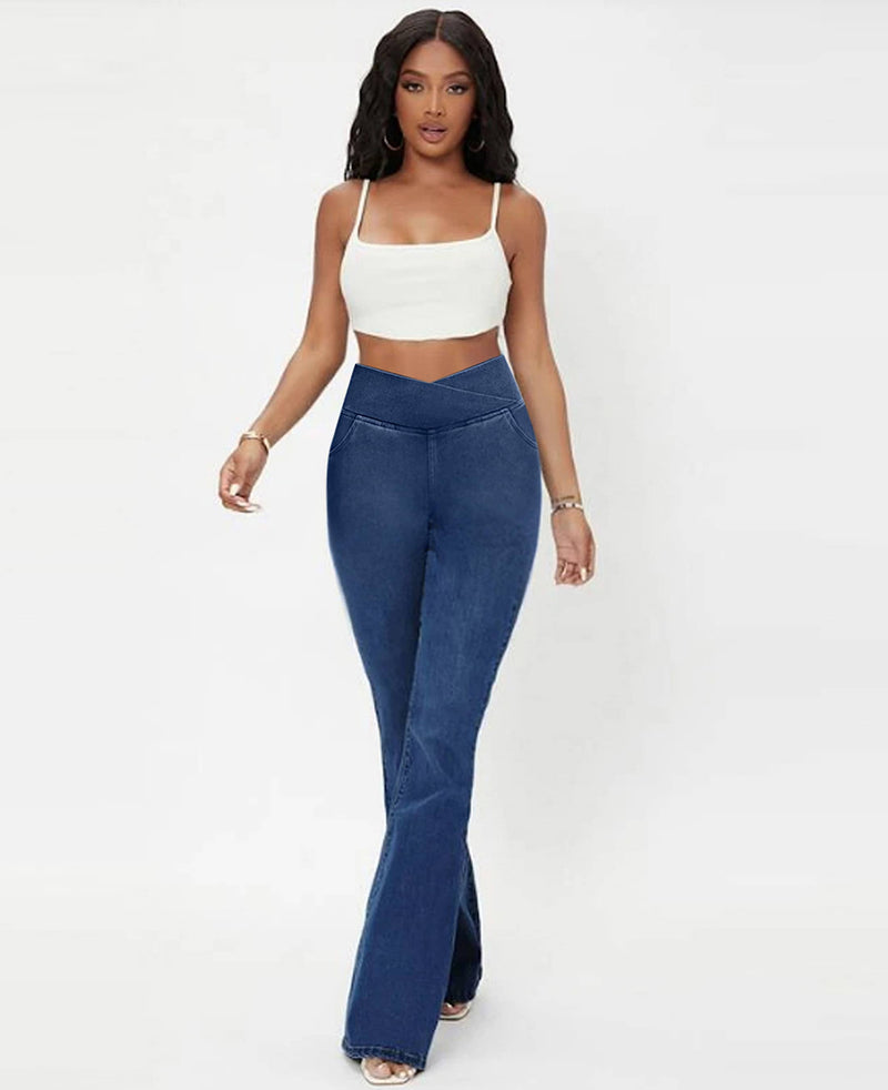 Calça Jeans Cintura Alta Cruzada [CALÇA EFEITO BARRIGA CHAPADA - COMPRE 1 E LEVE 3]